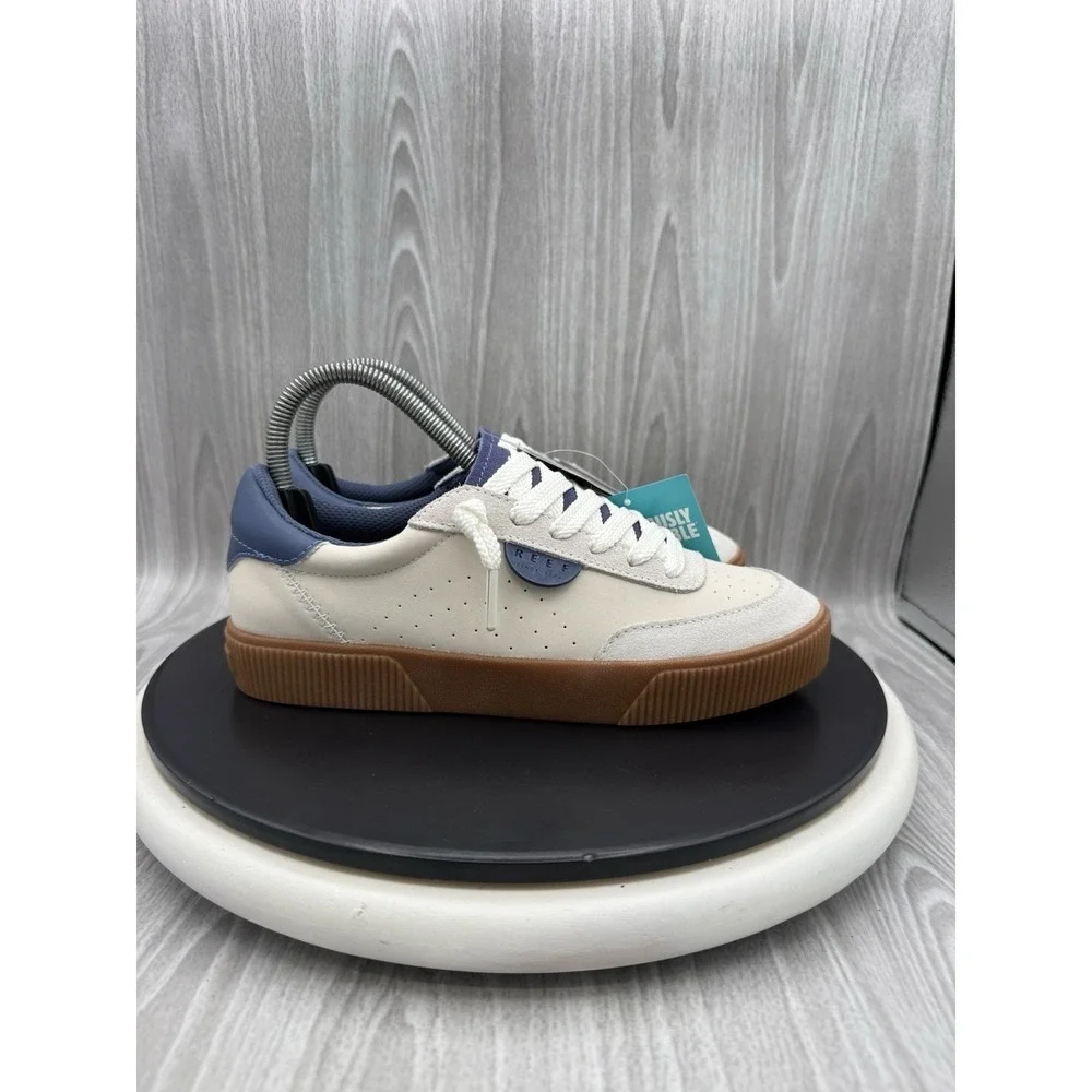 Reef Lay Day Seas Womens Size 7.5 Navy Vintage White Casual Sneakers Shoes NEW